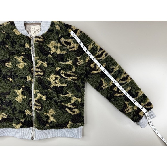 Chaser Camo Faux Fur Teddy Bomber Jacket Women's S Zip Up Sherpa Cozy - Picture 5 of 8